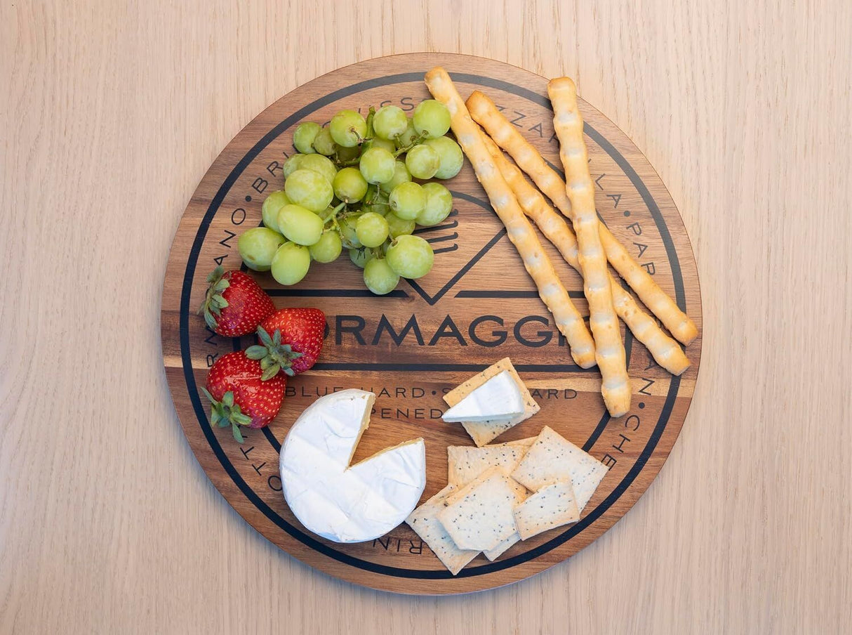 Euroline Round 30cm Acacia Wood Cheese Serving Cutting Board - Brown