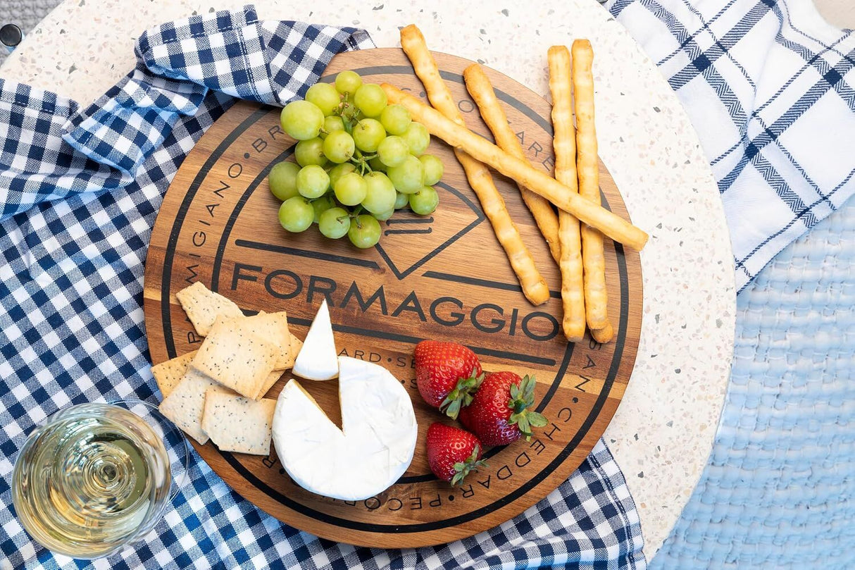 Euroline Round 30cm Acacia Wood Cheese Serving Cutting Board - Brown