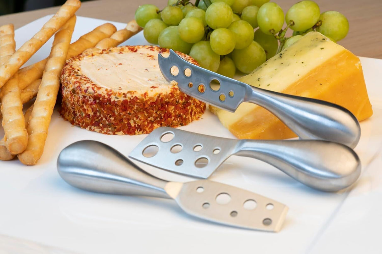 3pc Euroline Stainless Steel Cheese Knife Set Kitchen Cutlery Knives - Silver