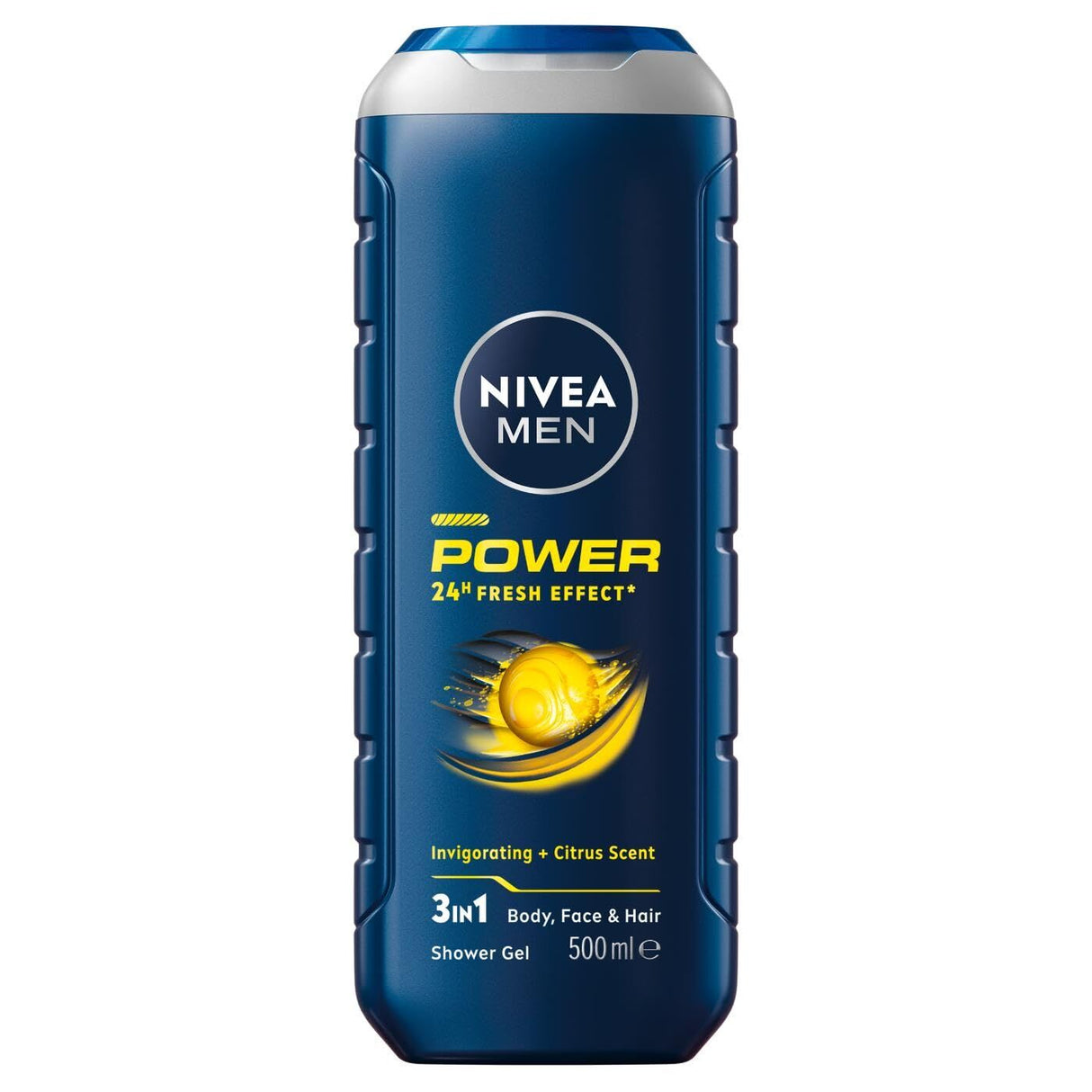 NIVEA Men Power Fresh 3-in-1 Shower Gel Body Face Hair 500ml 24H Fresh Effect