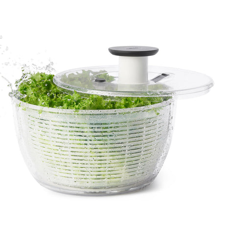 OXO Good Grips Salad Spinner 4.0 – One-Hand Pump Brake Bowl Lettuce Dryer BPA-Free Dishwasher Safe