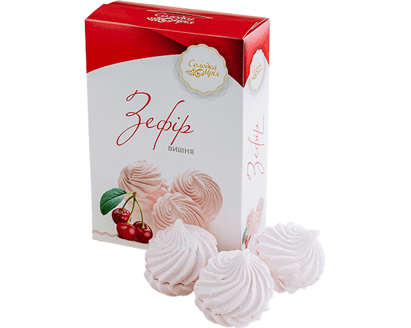 280g Zephyr Soft Marshmallow Meringue Ukrainian Sweets - Cherry (1 Box of 6 Zefir) - Product of Ukraine