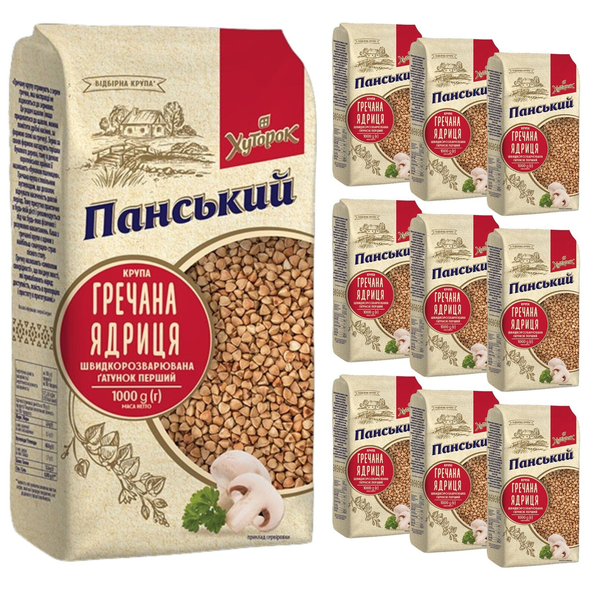 10kg Ukrainian Buckwheat Groats Roasted Kasha GMO-Free 10000g (10 x 1000g) Grechka