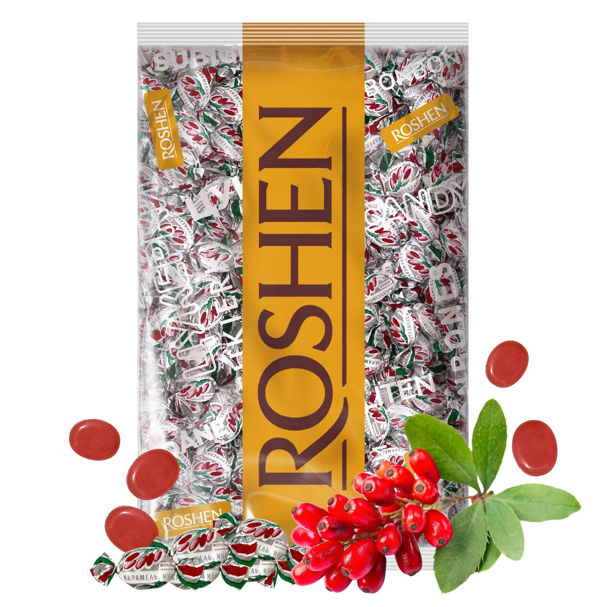 ROSHEN 1kg Barberry Barbaris Hard Candies Candy - Made in Ukraine
