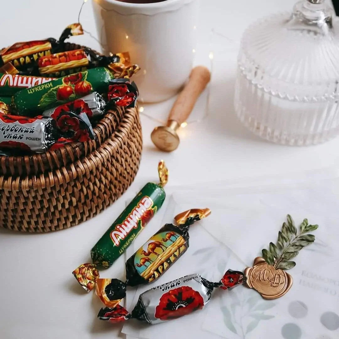 ROSHEN 1kg Lischina Coated Chocolate Pralines w/ Crushed Hazelnut & Almonds Tsukerki - Made in Ukraine