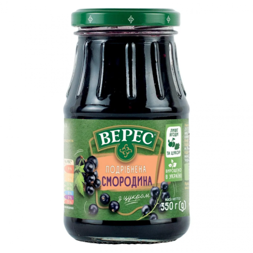 VERES 350g Blackcurrant Fruit Jam Spread from Juicy Berries - Product of Ukraine
