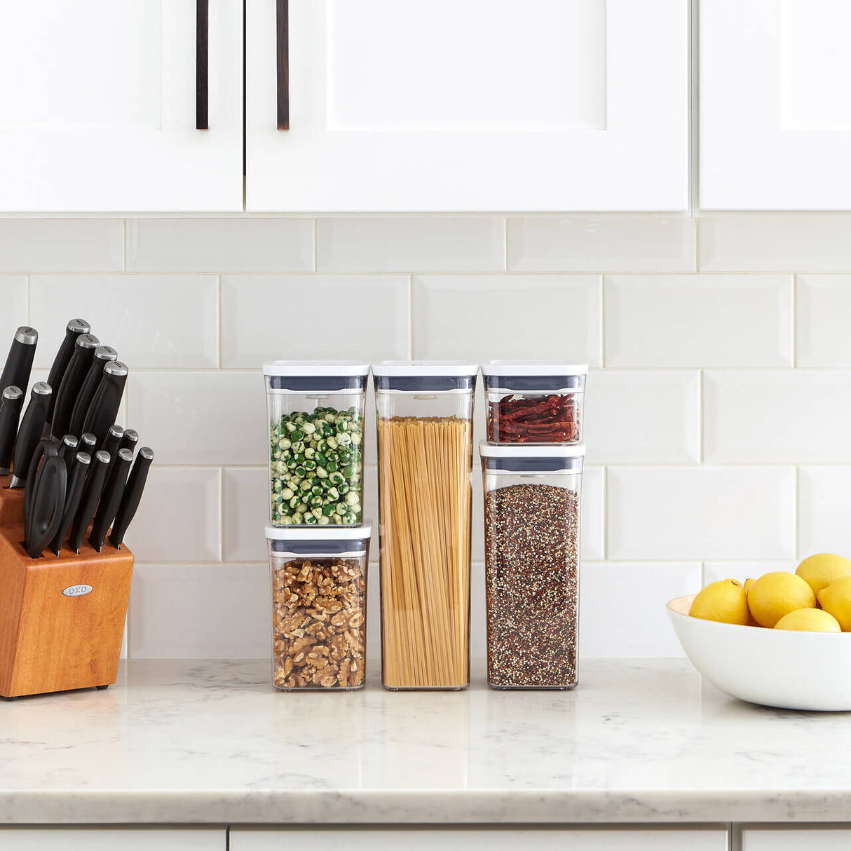 OXO Good Grips POP 2.0 5pc Container Set – Airtight Stackable BPA-Free Pantry Food Storage w/ Push Button Lid