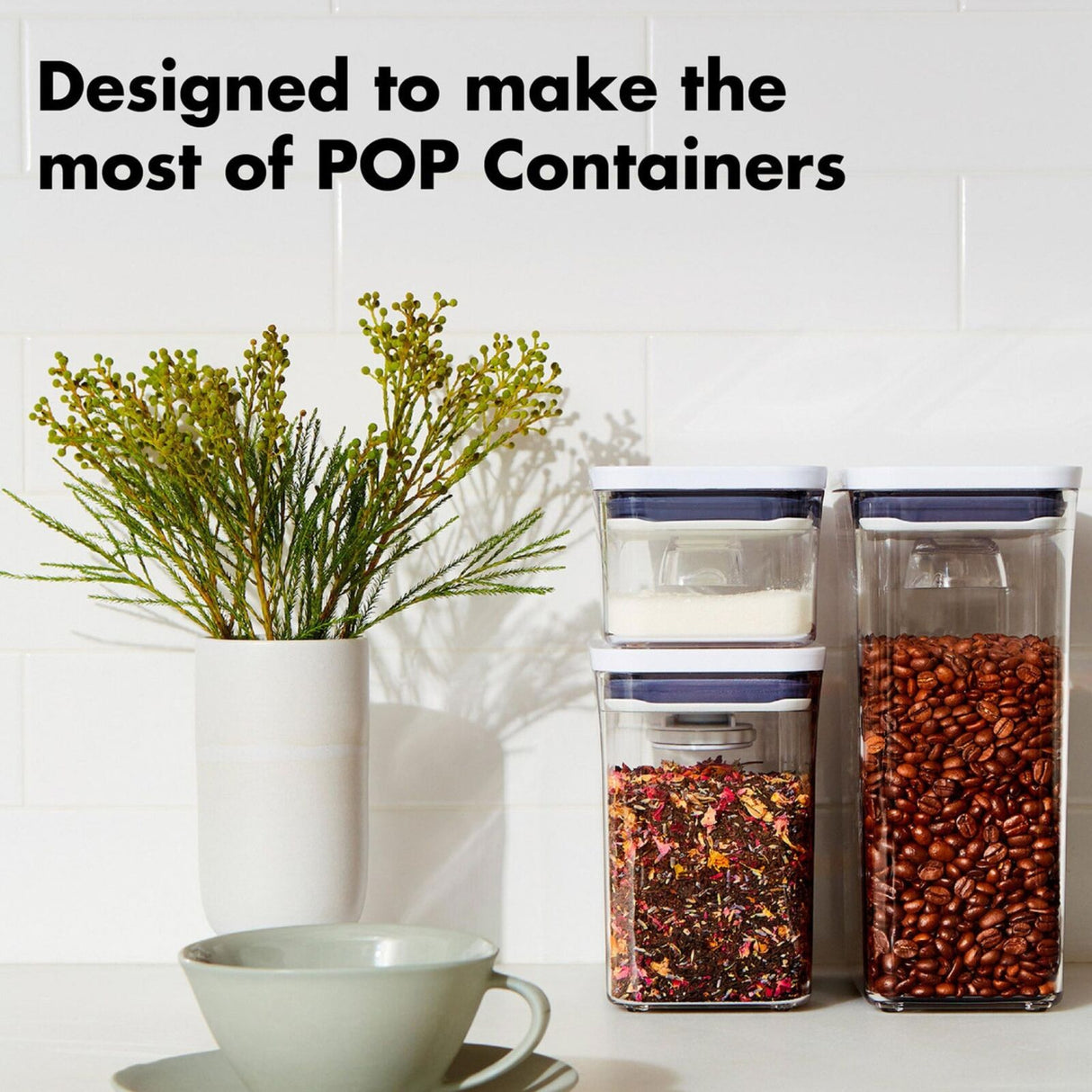 OXO Good Grips POP Accessories 4-Piece Baking Set – Brown Sugar Saver, Leveler, Scoop & Labels