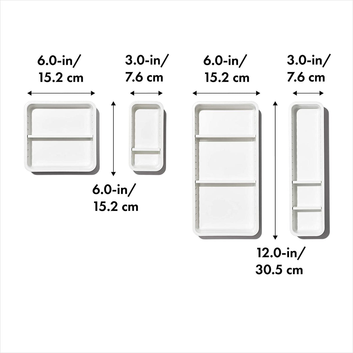 Oxo Good Grips 4pc Adjustable Drawer Divider Storage Trays Bin Set - White