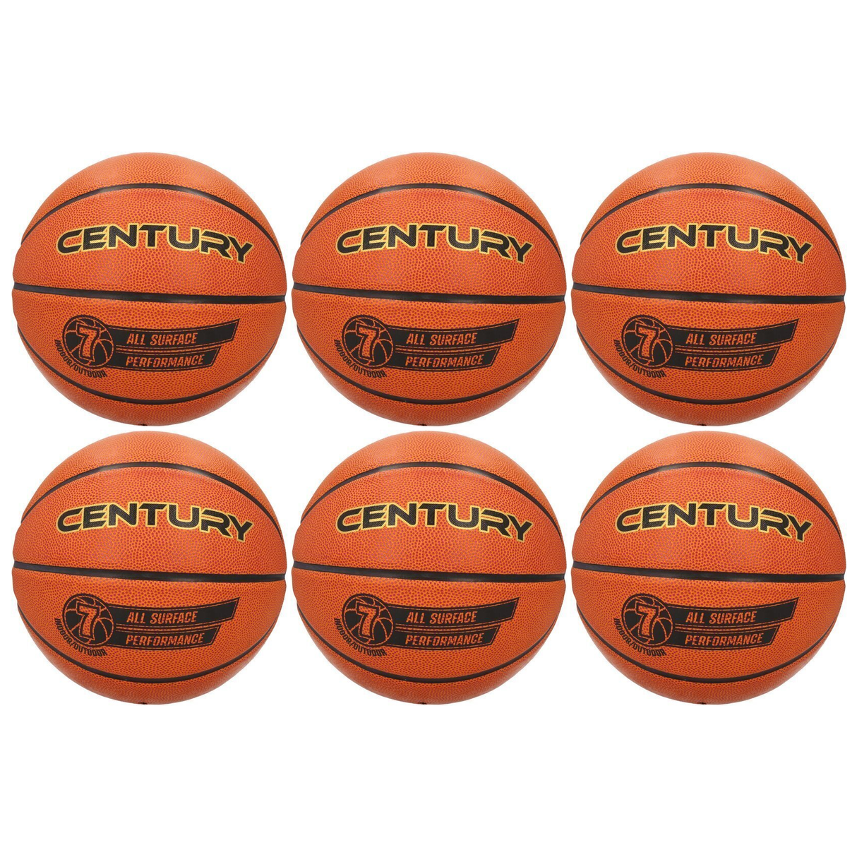 6x Century All-Surface Laminated Basketball Bulk Pack - Size 7 (Indoor & Outdoor)