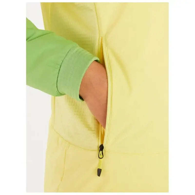 Marmot Womens Novus LT Hybrid Hooded Jacket - Light Yellow/Kiwi (Insulated Midlayer)
