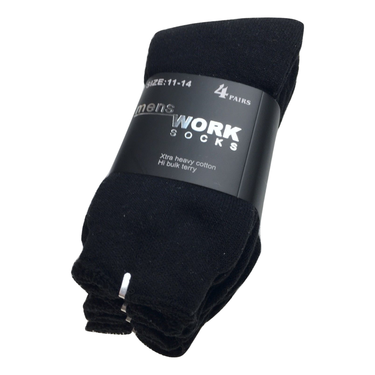 4 Pairs Thick Terry Cotton Work Socks Bulk Pack - Mens Heavy Duty Warm Socks