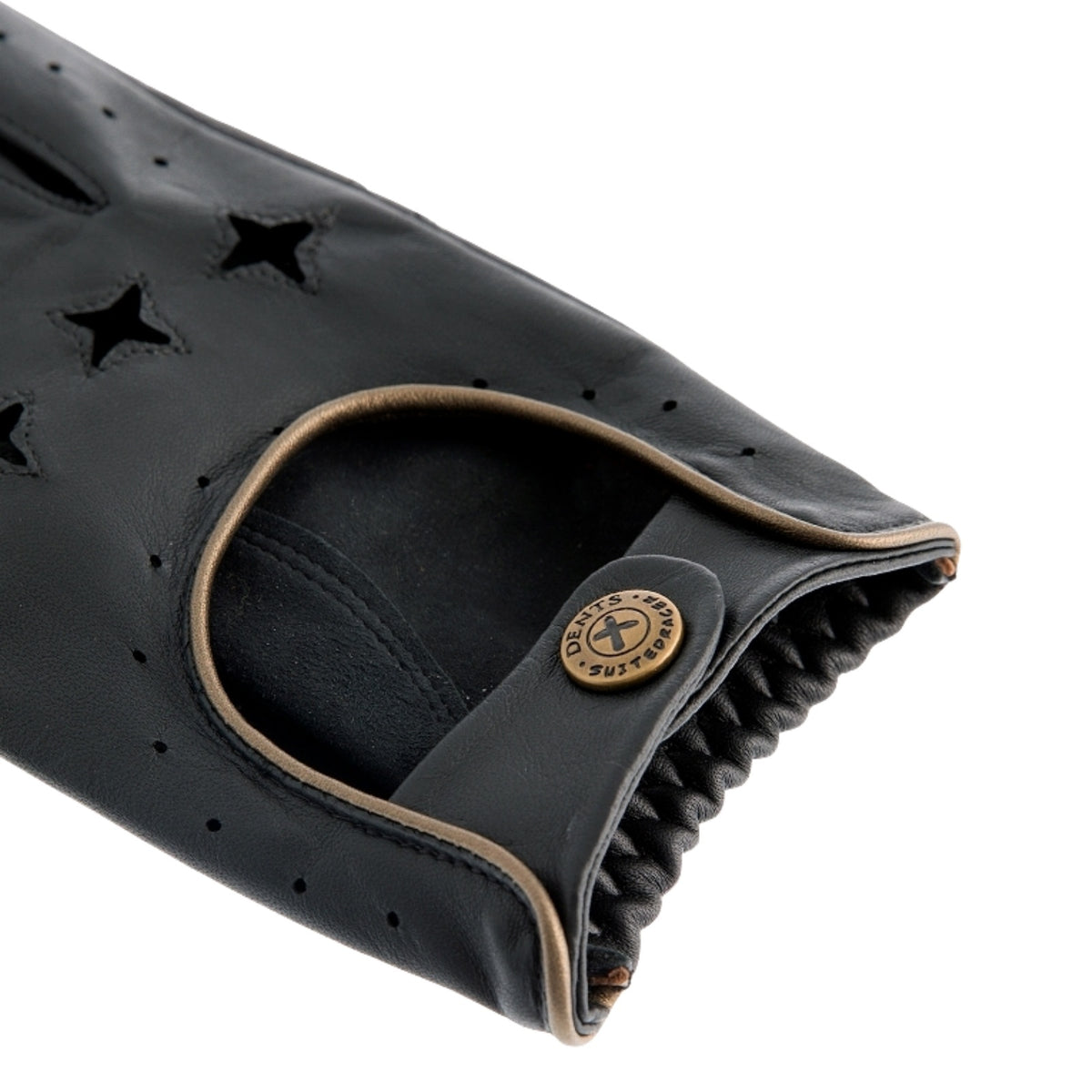 The Suited Racer x Dents Touchscreen Leather Driving Gloves Limited Edition - Black/Gold