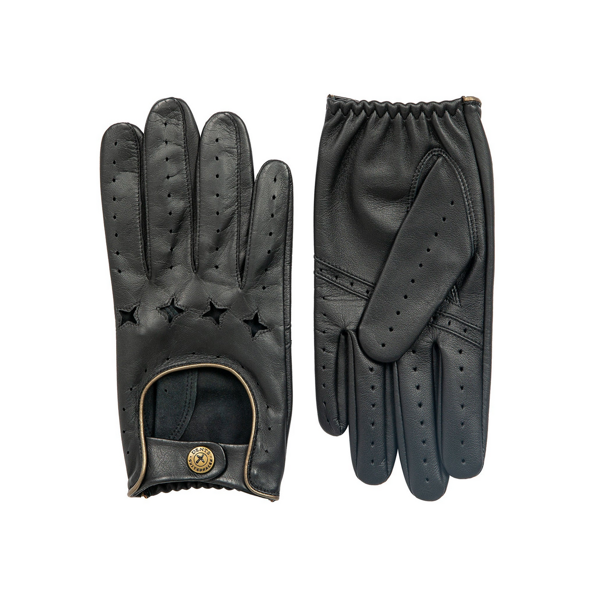The Suited Racer x Dents Touchscreen Leather Driving Gloves Limited Edition - Black/Gold
