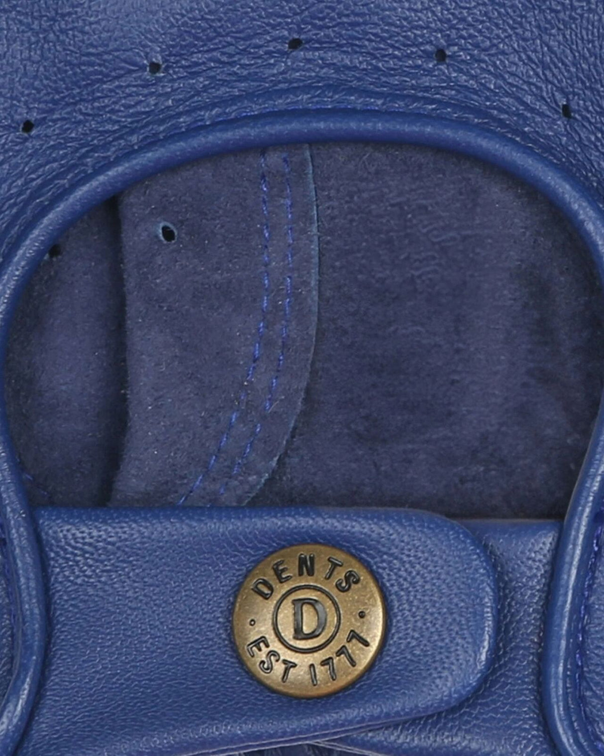 Dents Mens Fingerless Leather Driving Gloves in Royal/Black