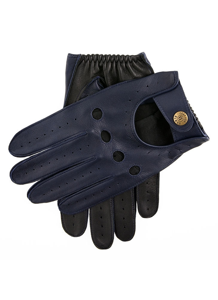 Dents Luxury Waverley Mens Leather Driving Gloves - Royal Blue/Black
