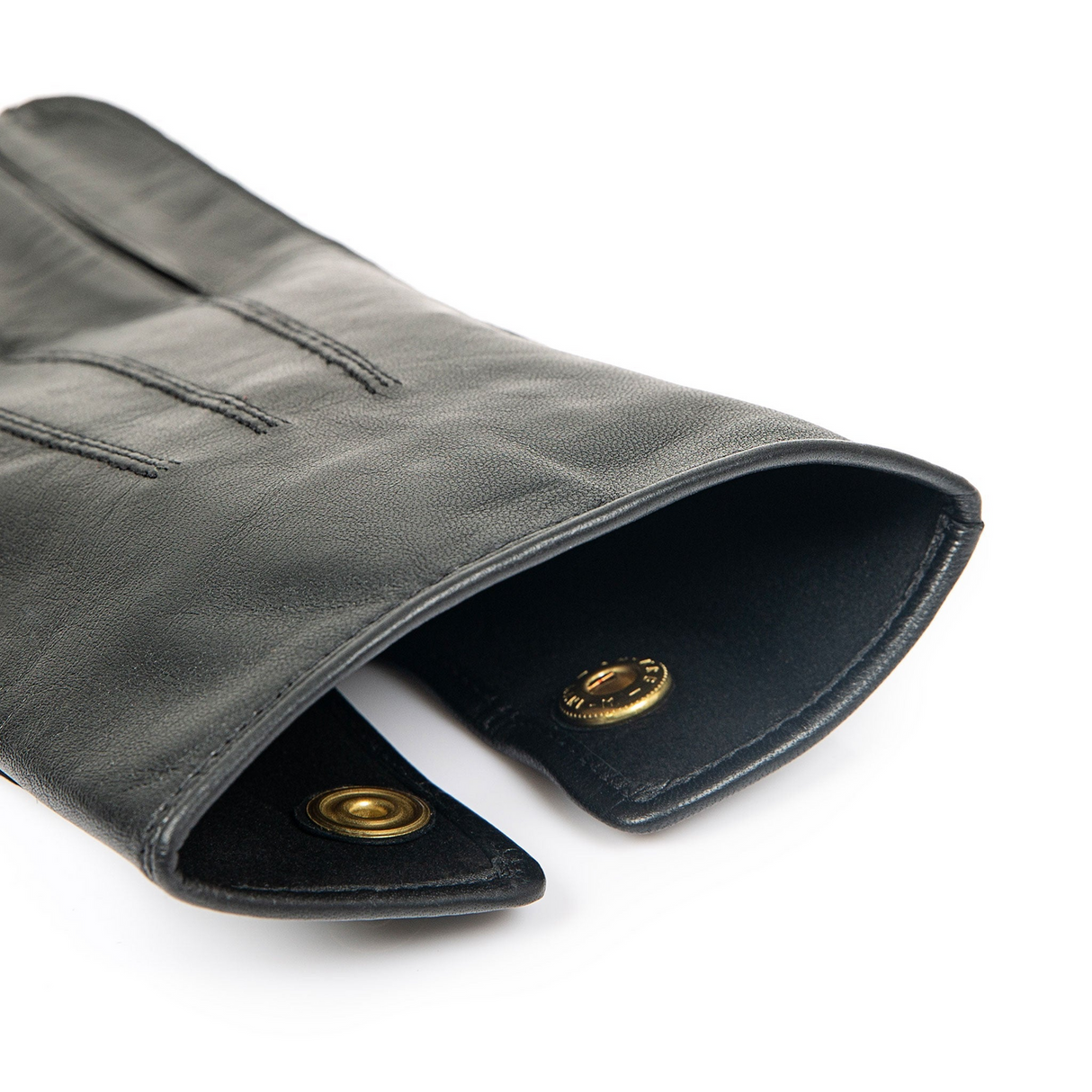 Dents Mens Sandhurst Three-Point Leather Unlined Officers Gloves in Black