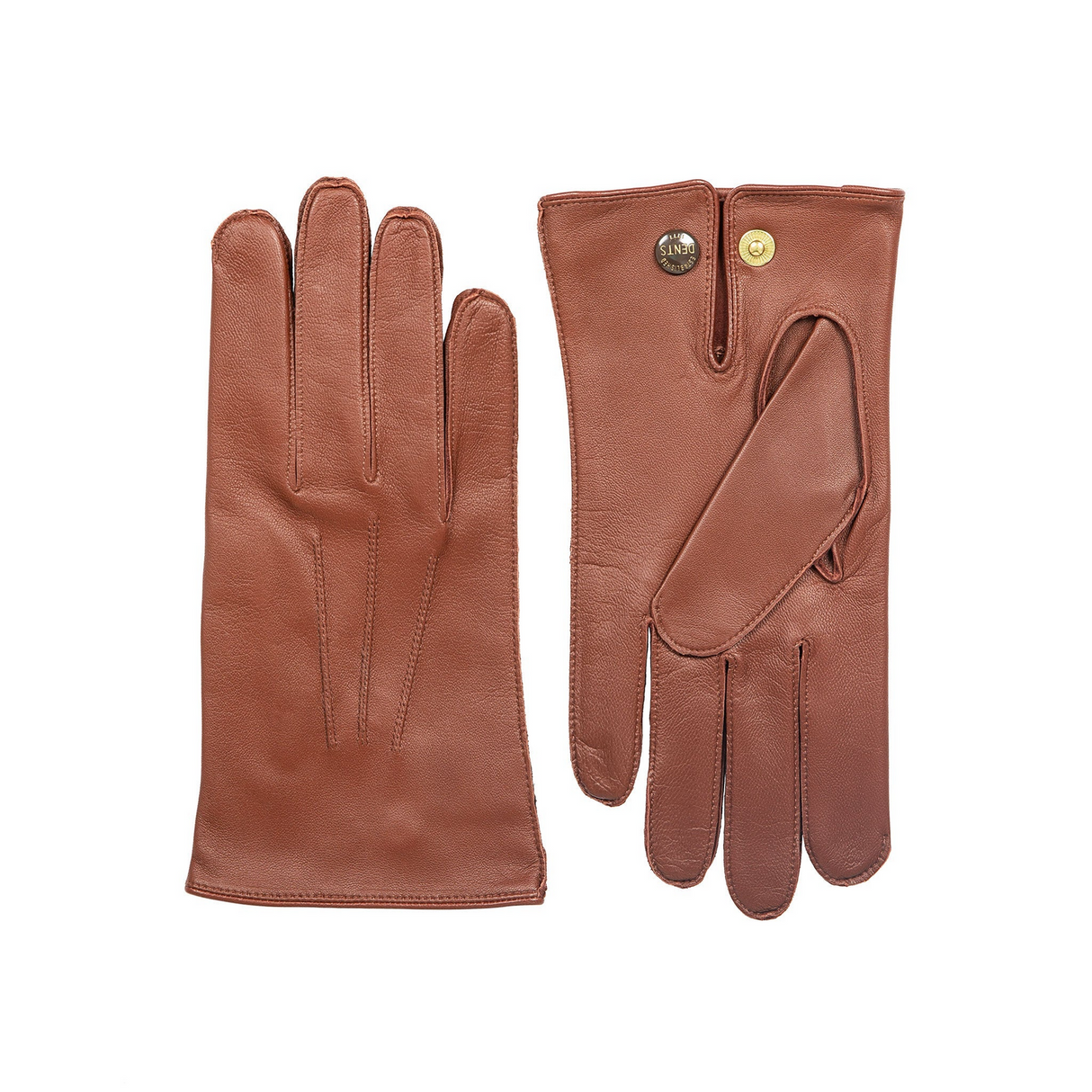 Dents Mens Sandhurst Three-Point Leather Unlined Officers Gloves in English Tan