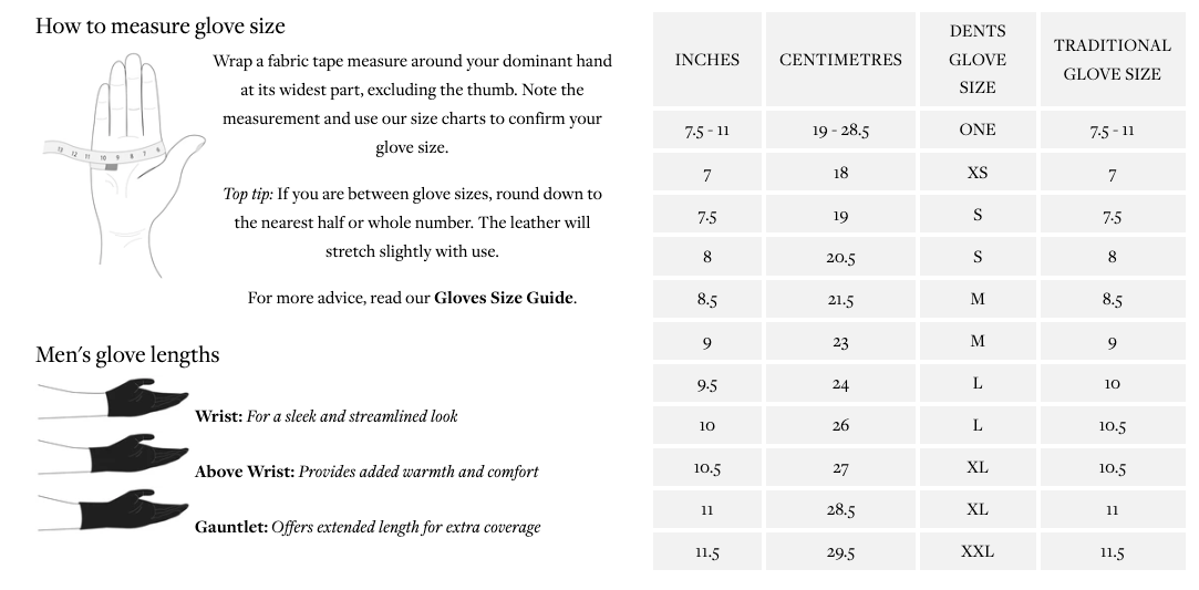 Dents Officers Mens Classic Leather Gloves w 100% Wool Lining Winter Warm - Black