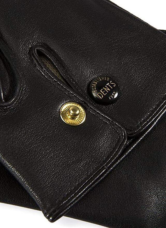 Dents Officers Mens Classic Leather Gloves w 100% Wool Lining Winter Warm - Black