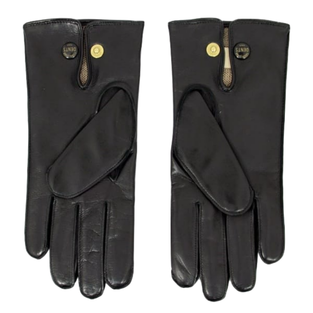 Dents Officers Mens Classic Leather Gloves w 100% Wool Lining Winter Warm - Black