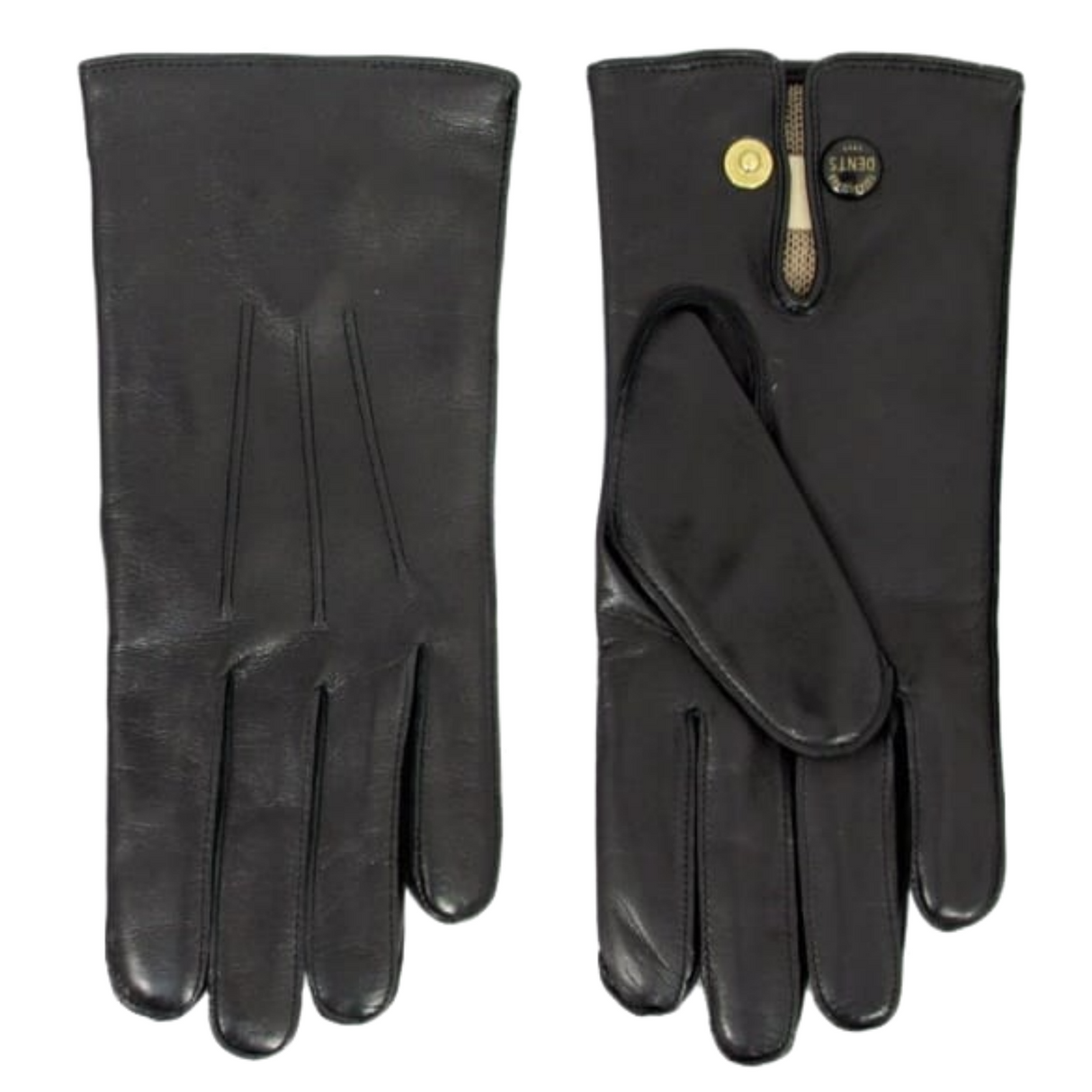Dents Officers Mens Classic Leather Gloves w 100% Wool Lining Winter Warm - Black