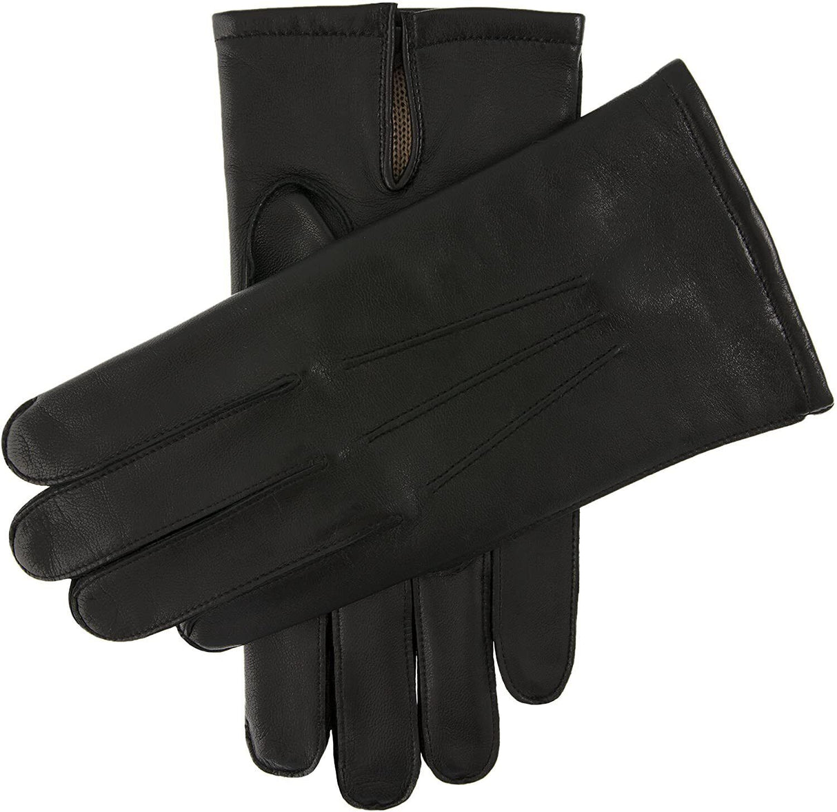 Dents Mens Leather Keston Gloves w/ Palm Vent & 3-Point Stitch Detail - Black