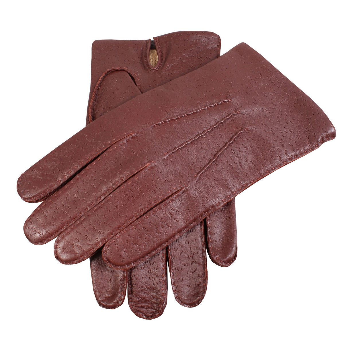 DENTS Mens Kent Perforated Leather Gloves With 3-Point Stitch Detail & Palm Vent - Brown