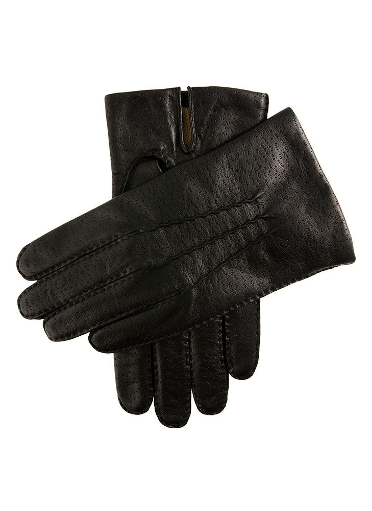 DENTS Mens Kent Perforated Leather Gloves With 3-Point Stitch Detail & Palm Vent - English Tan