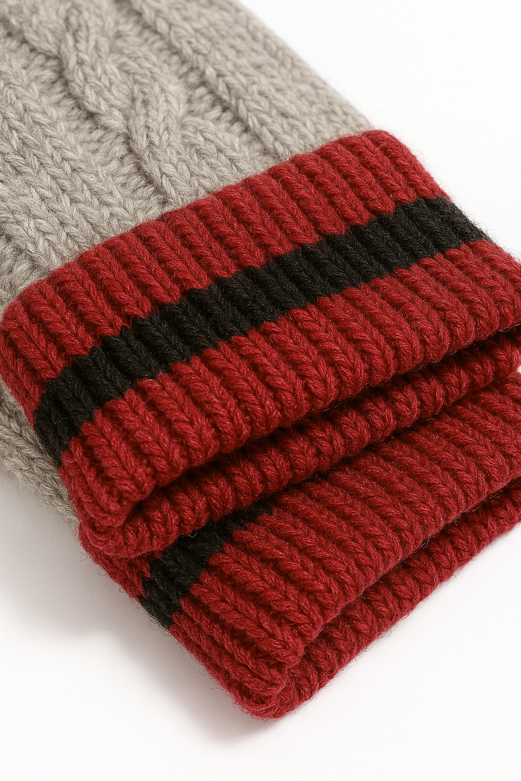 Dents Holwick Mens Cable Knit Gloves - Grey/Burgundy