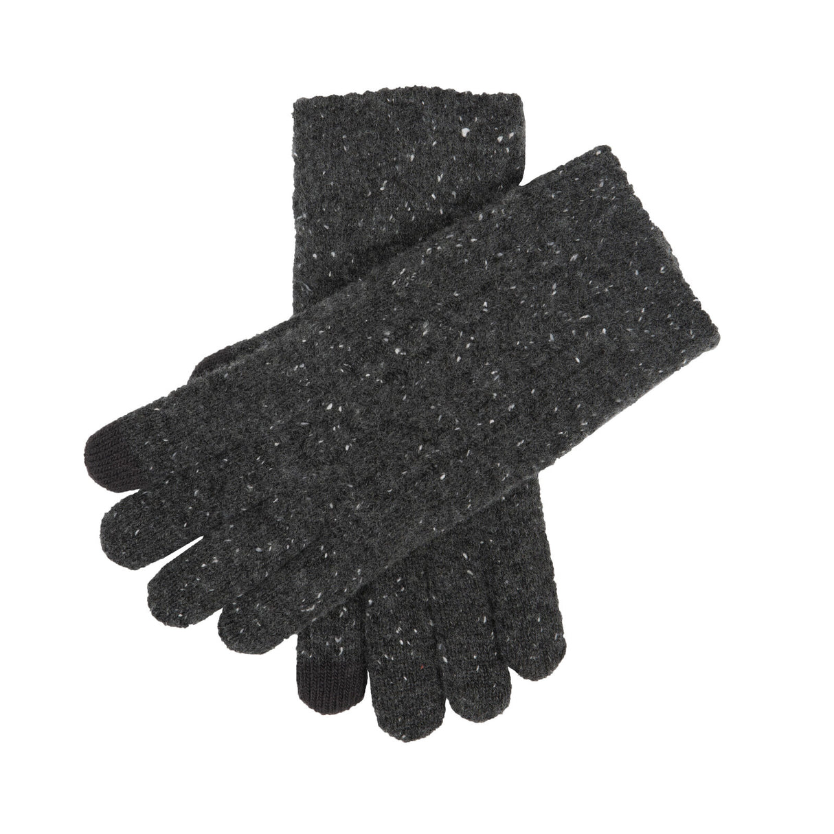 Dents Men’s Touchscreen Cable Knit Gloves with Marl Yarn - Charcoal