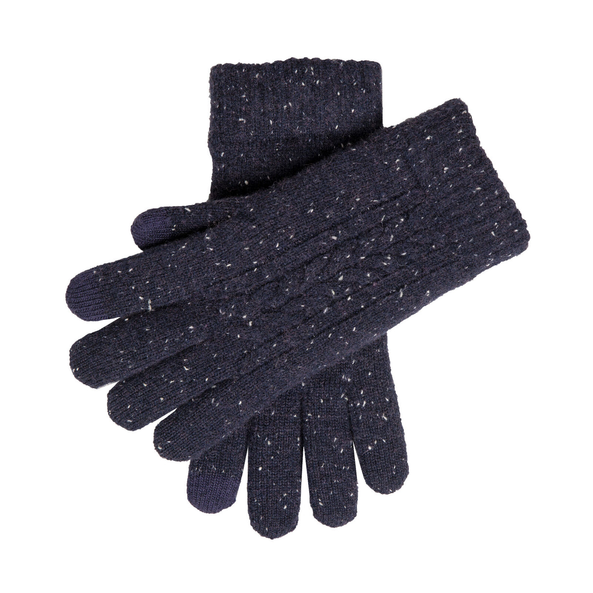 Dents Men’s Touchscreen Cable Knit Gloves with Marl Yarn - Navy