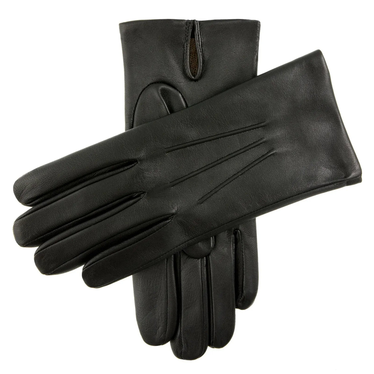 Dents Mens Classic Leather Gloves With 3-Point Stitch and 100% Cashmere Lining - Black