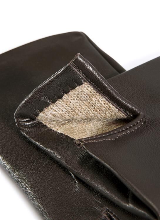 Dents Mens Classic Leather Gloves With 3-Point Stitch and 100% Cashmere Lining - Brown