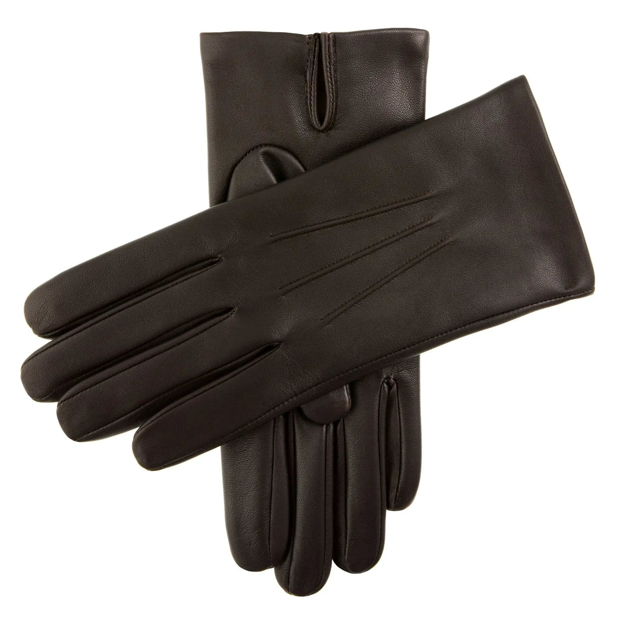 Dents Mens Classic Leather Gloves With 3-Point Stitch and 100% Cashmere Lining - Brown
