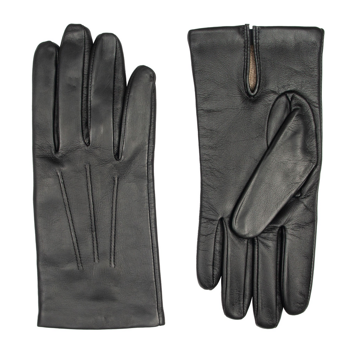Dents Mens Touchscreen Three-Point Cashmere-Lined Leather Gloves in Black