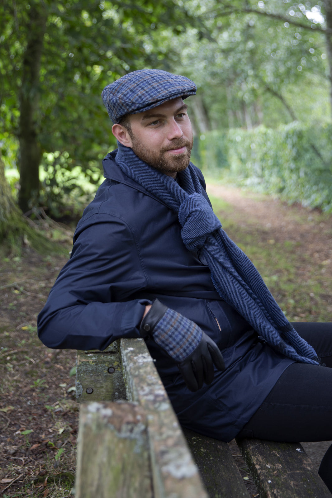 Dents Devon Mens Faux Fur Lined Abraham Moon Dogtooth & Leather Gloves