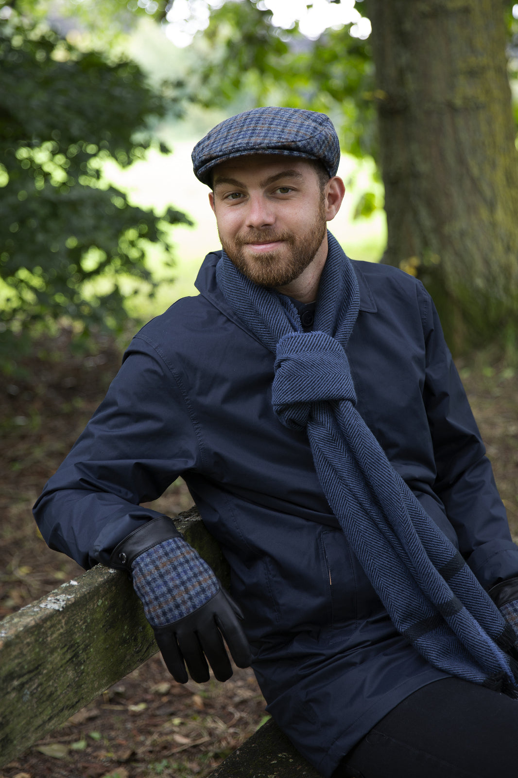 Dents Devon Mens Faux Fur Lined Abraham Moon Dogtooth & Leather Gloves