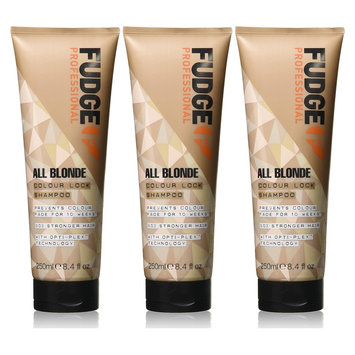 3x Fudge Professional 250ml All Blonde Colour Lock Shampoo Pack (Colour Fade Protection)