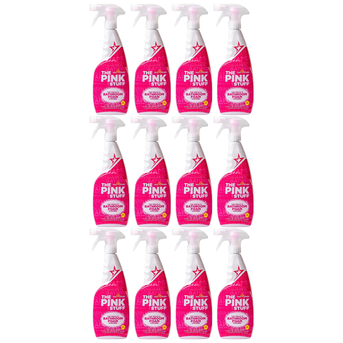 12x The Pink Stuff Miracle Bathroom Foam Cleaner Spray 750ml Bulk Pack - Limescale Remover