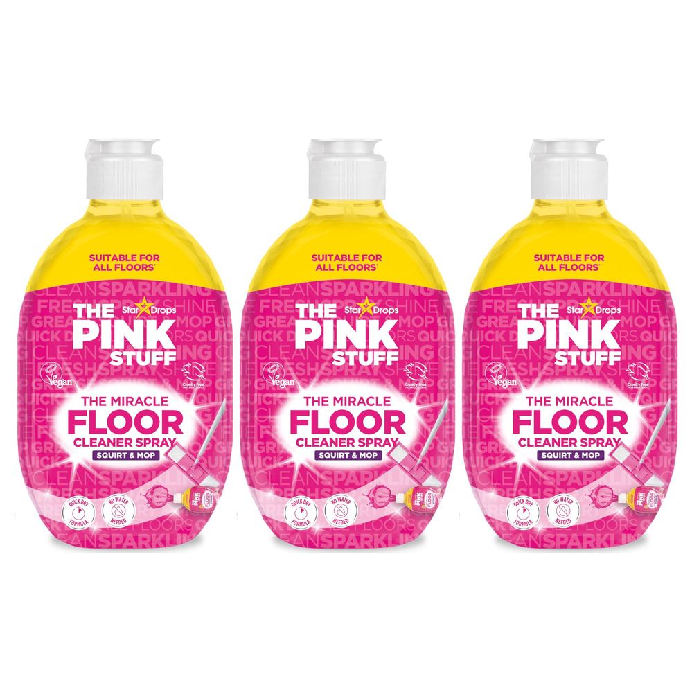 3x The Pink Stuff Miracle Floor Cleaner Spray 750ml Pack - Squirt & Mop (No Bucket)