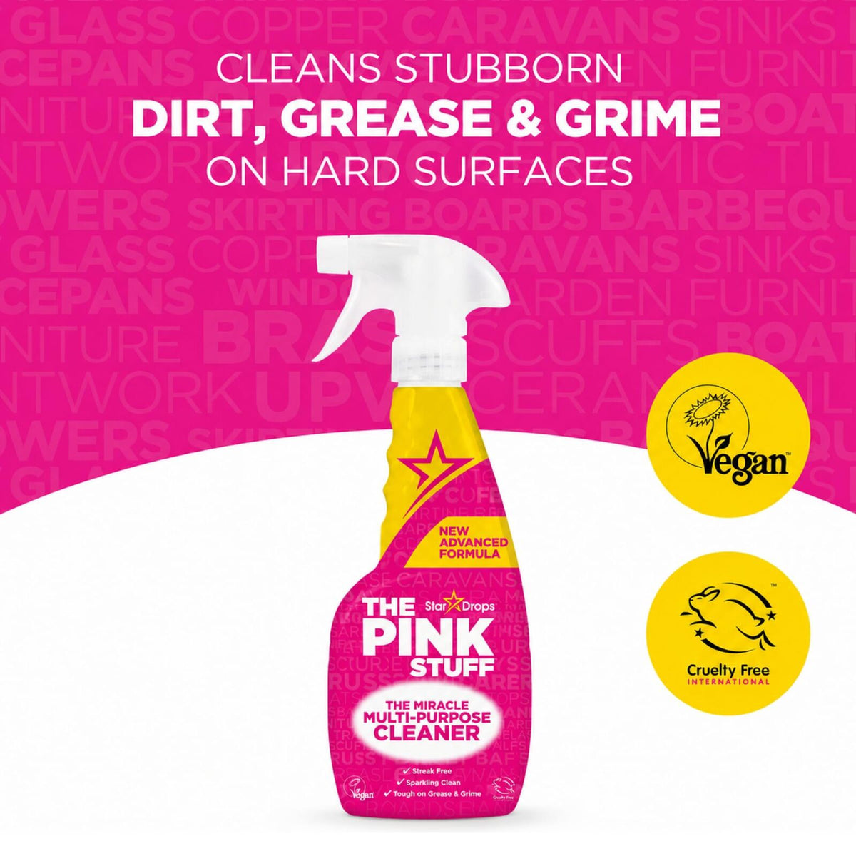 3x The Pink Stuff Stardrops Miracle Multi Purpose Cleaner Spray 750ml Pack - Pink