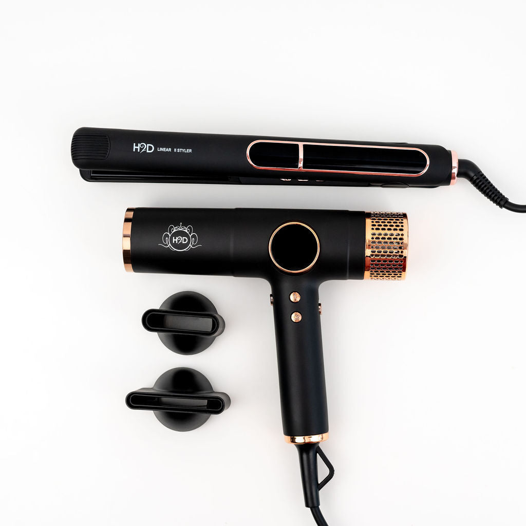 H2D Max Duo Linear Straightener & Blowdryer Combo - Matt Black/Rose Gold