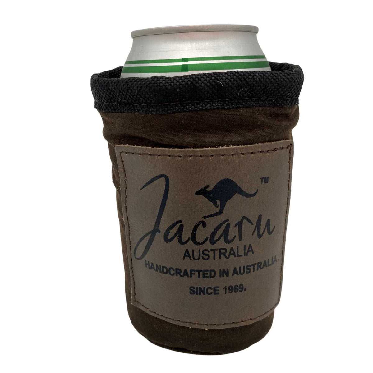 Jacaru 5068 Oilskin Stubby Holder - Wool Lined Can Cooler (Made in Australia)