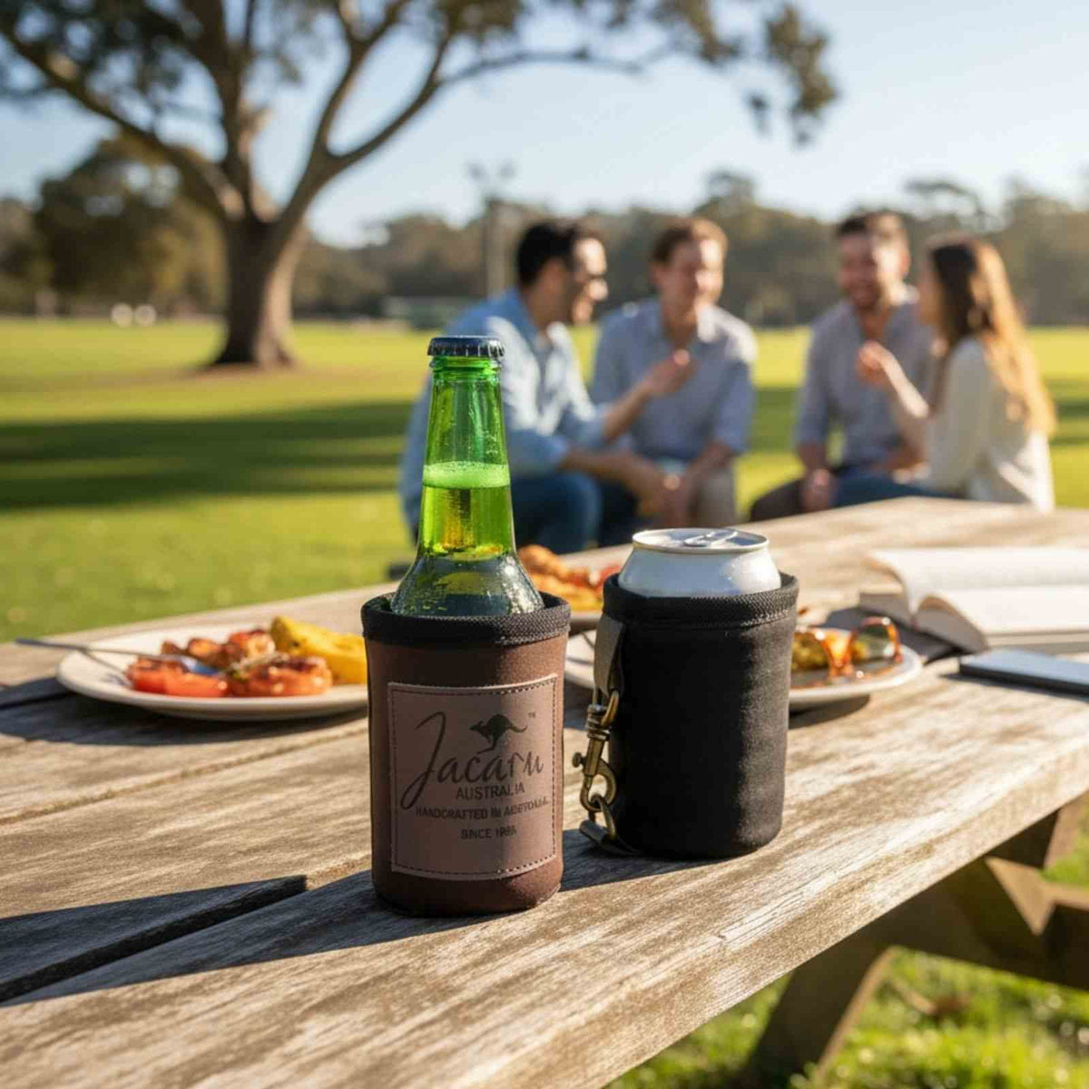 Jacaru 5069 Oilskin Stubby Holder with Brass Clip - Wool Lined (Made in Australia)