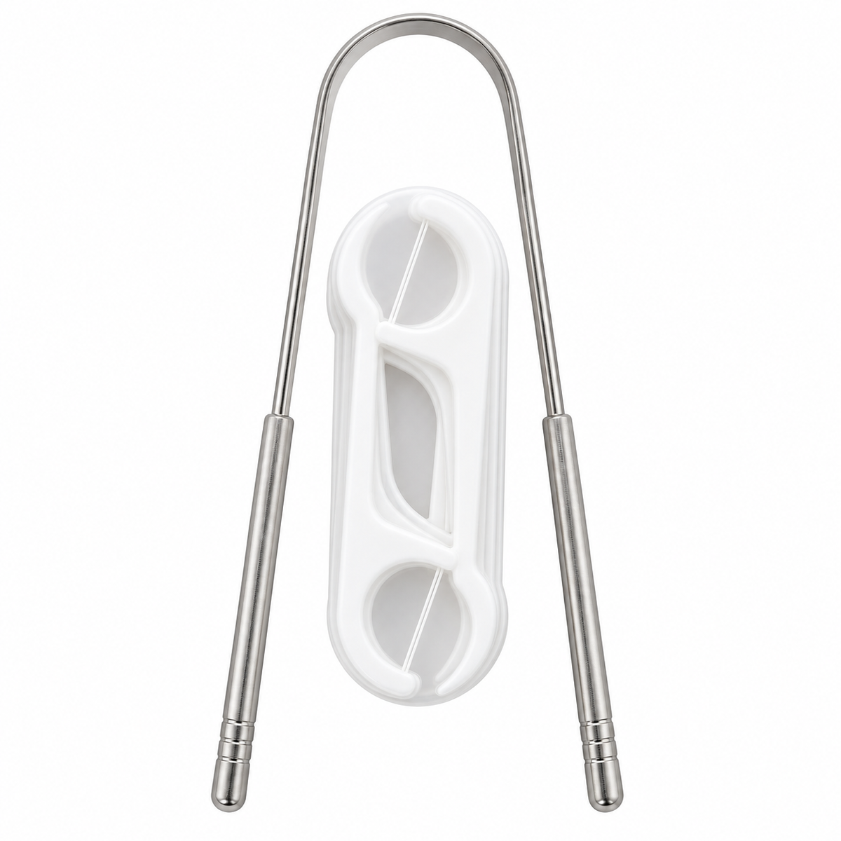 10pcs Dental Floss Picks & Stainless Steel Tongue Scraper Kit Set