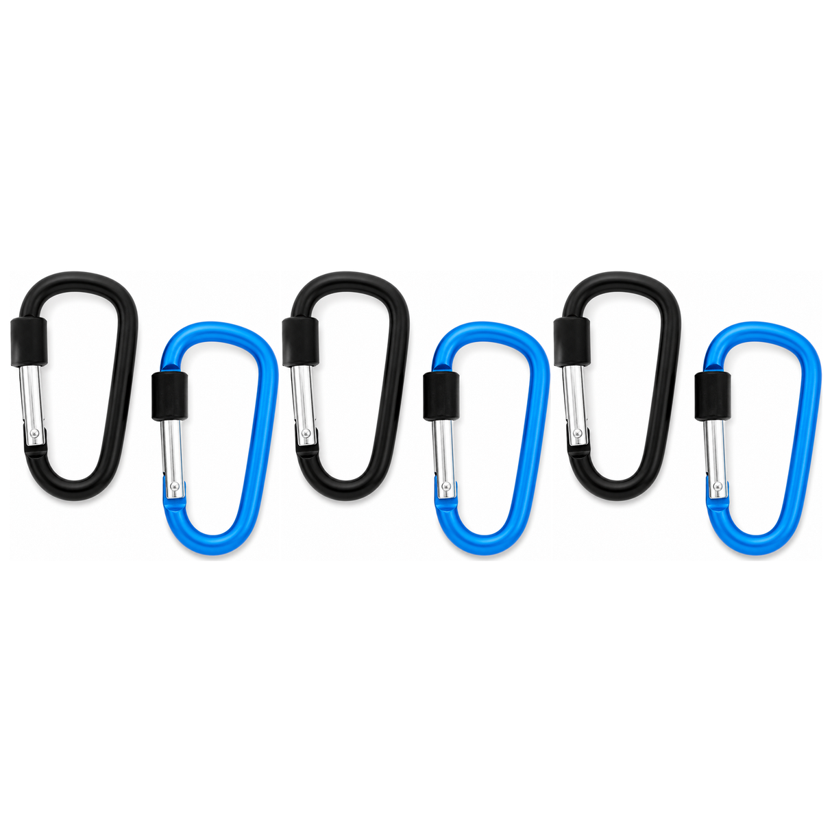 6x 8cm Carabiner D-Ring Holder Pack - Camping/Travel (Hook Lock)