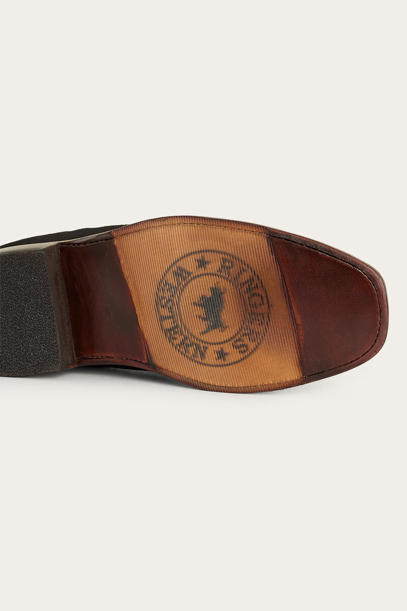 Ringers Western Kununurra Mens Chelsea Leather Boots Shoes in Black Suede D Width