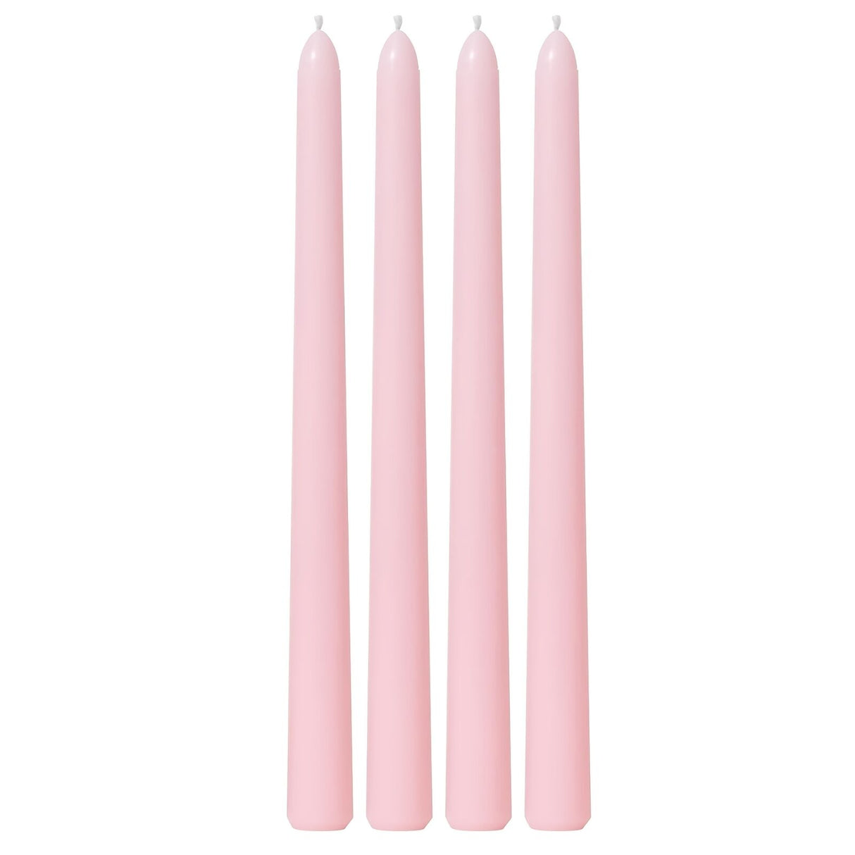 4x Pink Tapered Dinner Candles 25cm - Unscented (Tall Wedding Table Candles)