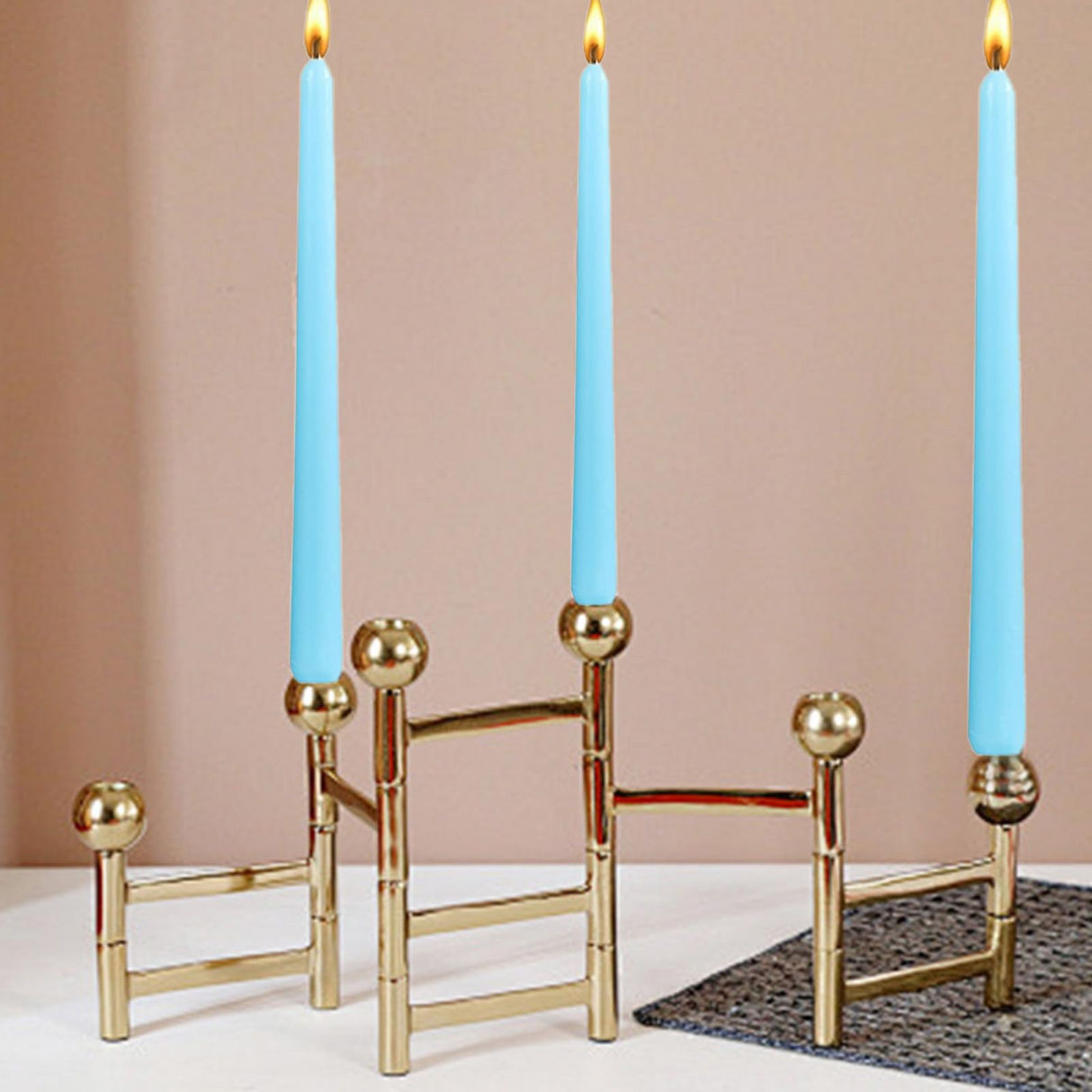 48x Tapered Dinner Candles Unscented Taper Wedding Candle 25cm in Blue